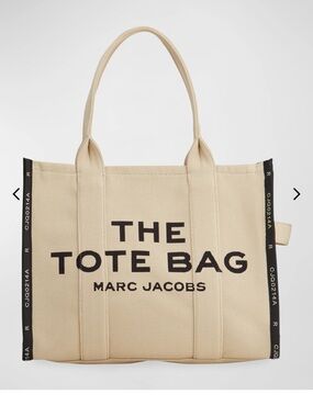 Marc Jacobs Beige Jacquard Travelers Tote with Black Logo